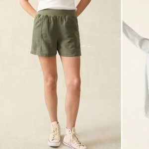 Womens Faherty Arlie Shorts Size Large Green Linen Cotton